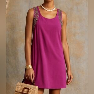 Sugarlips Fuchsia Purple Beaded Sleeveless Cocktail Dress Size S
